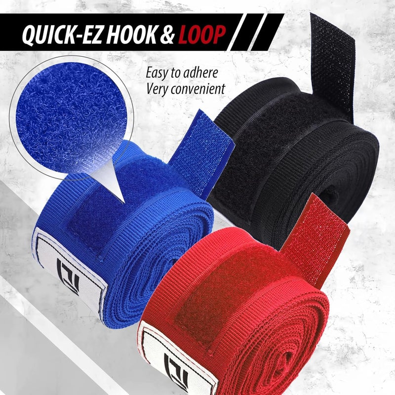 FIVING Boxing Hand Wraps Inner Gloves for Men Women, 180 Inch Elasticated Thumb Loop Bandages, Wrist Wrap Protection Muay Thai MMA Kickboxing Martial Arts Punching Bag Training - Image 3